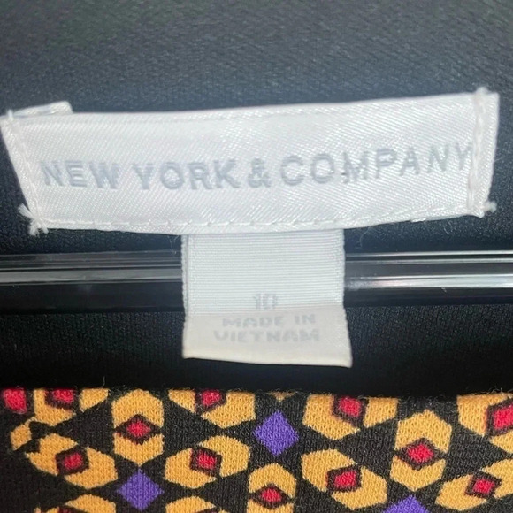 New York and Company Cap Sleeved Midi Dress Size 10 black & multicolored mandala - Picture 5 of 11